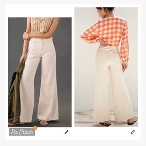 Anthropologie Maeve Jada Beige Wide Leg High Rise Jeans
